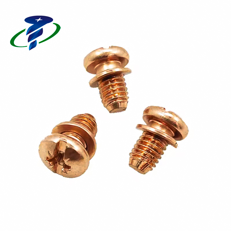 copper Plated Sems Screw With Wave Washer
